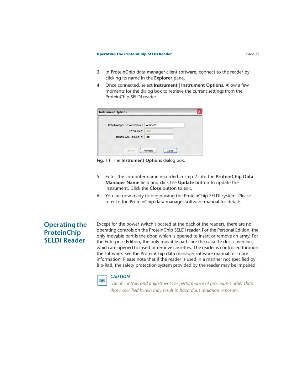 Operating the proteinchip seldi reader | Bio-Rad ProteinChip Data Manager Software User Manual | Page 18 / 58