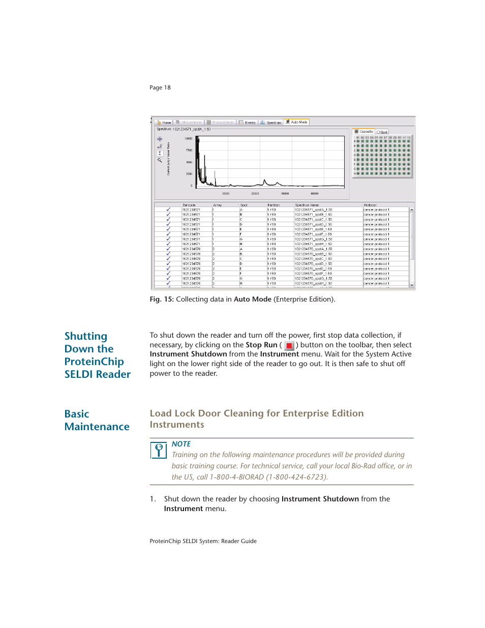 Shutting down the proteinchip seldi reader, Basic maintenance | Bio-Rad ProteinChip Data Manager Software User Manual | Page 23 / 58