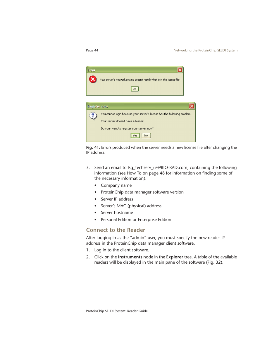 Connect to the reader | Bio-Rad ProteinChip Data Manager Software User Manual | Page 49 / 58