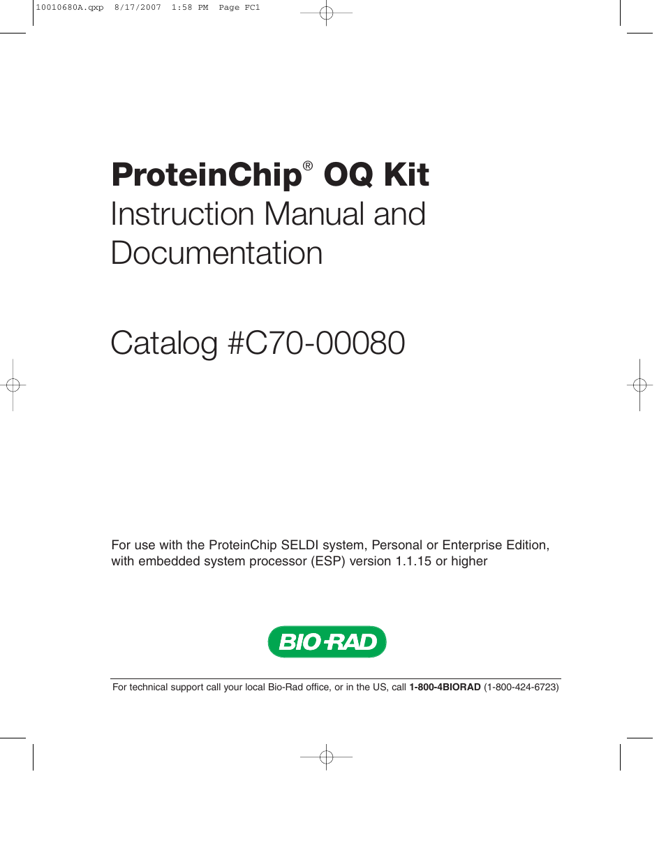 Bio-Rad ProteinChip Qualification and Calibration Kits User Manual | 35 pages