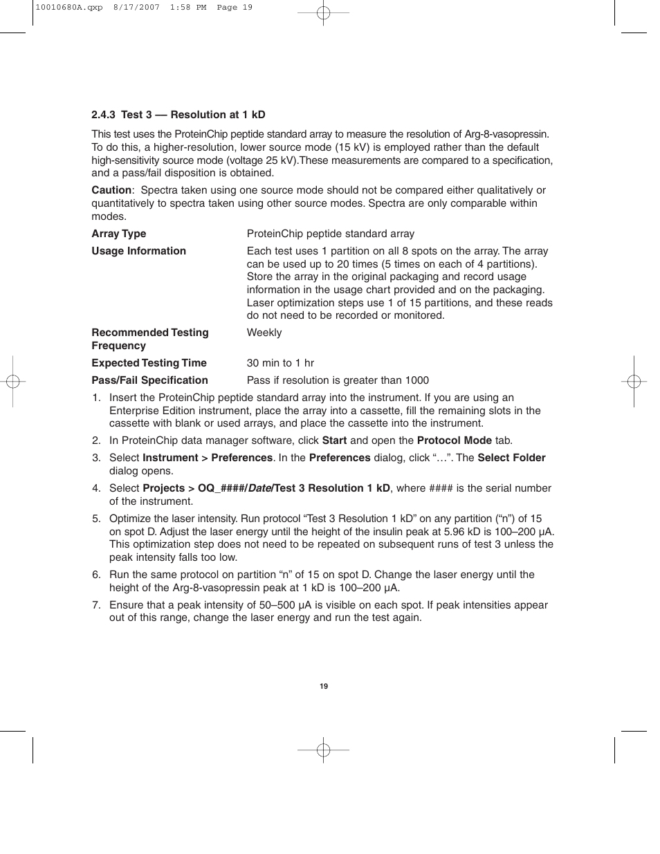 Bio-Rad ProteinChip Qualification and Calibration Kits User Manual | Page 22 / 35