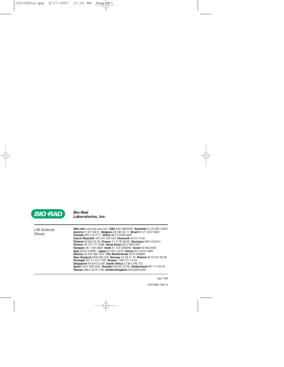 Bio-Rad ProteinChip Qualification and Calibration Kits User Manual | Page 21 / 21