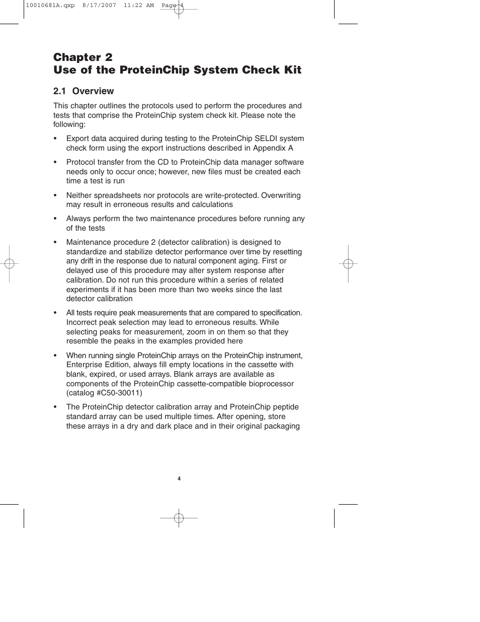 Chapter 2 use of the proteinchip system check kit | Bio-Rad ProteinChip Qualification and Calibration Kits User Manual | Page 7 / 21