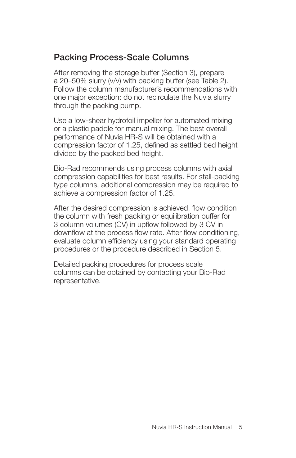 Packing process-scale columns | Bio-Rad Nuvia™ HR-S Media User Manual | Page 9 / 16