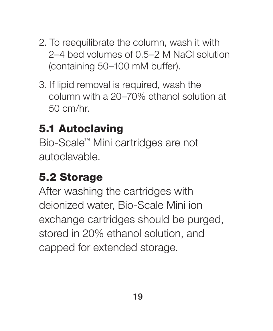 1 autoclaving, 2 storage | Bio-Rad Nuvia™ S Media User Manual | Page 23 / 28