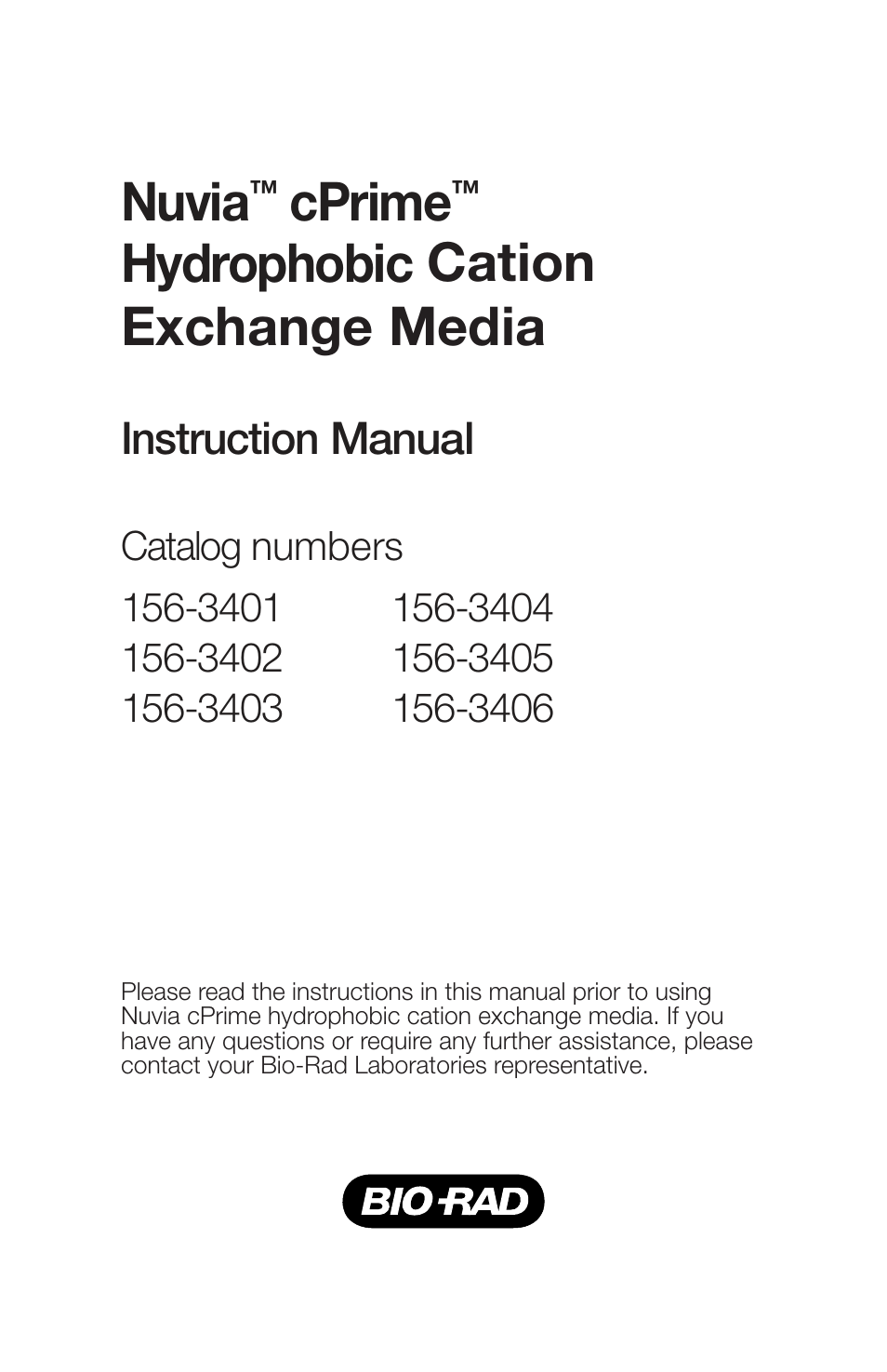 Bio-Rad Nuvia™ cPrime™ Media User Manual | 16 pages