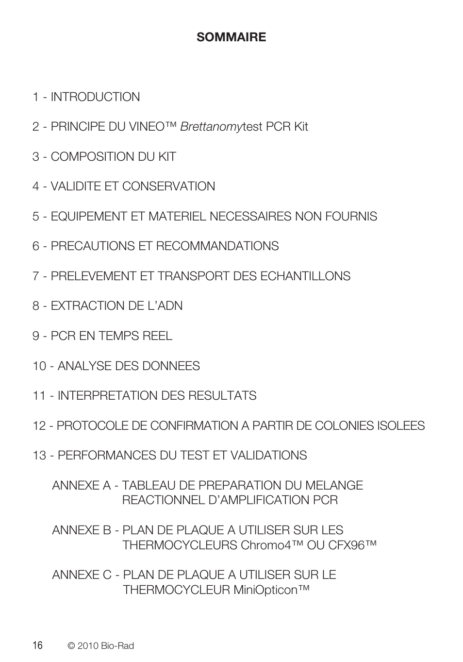 Bio-Rad VINEO™ Brettanomytest PCR Kit User Manual | Page 16 / 56