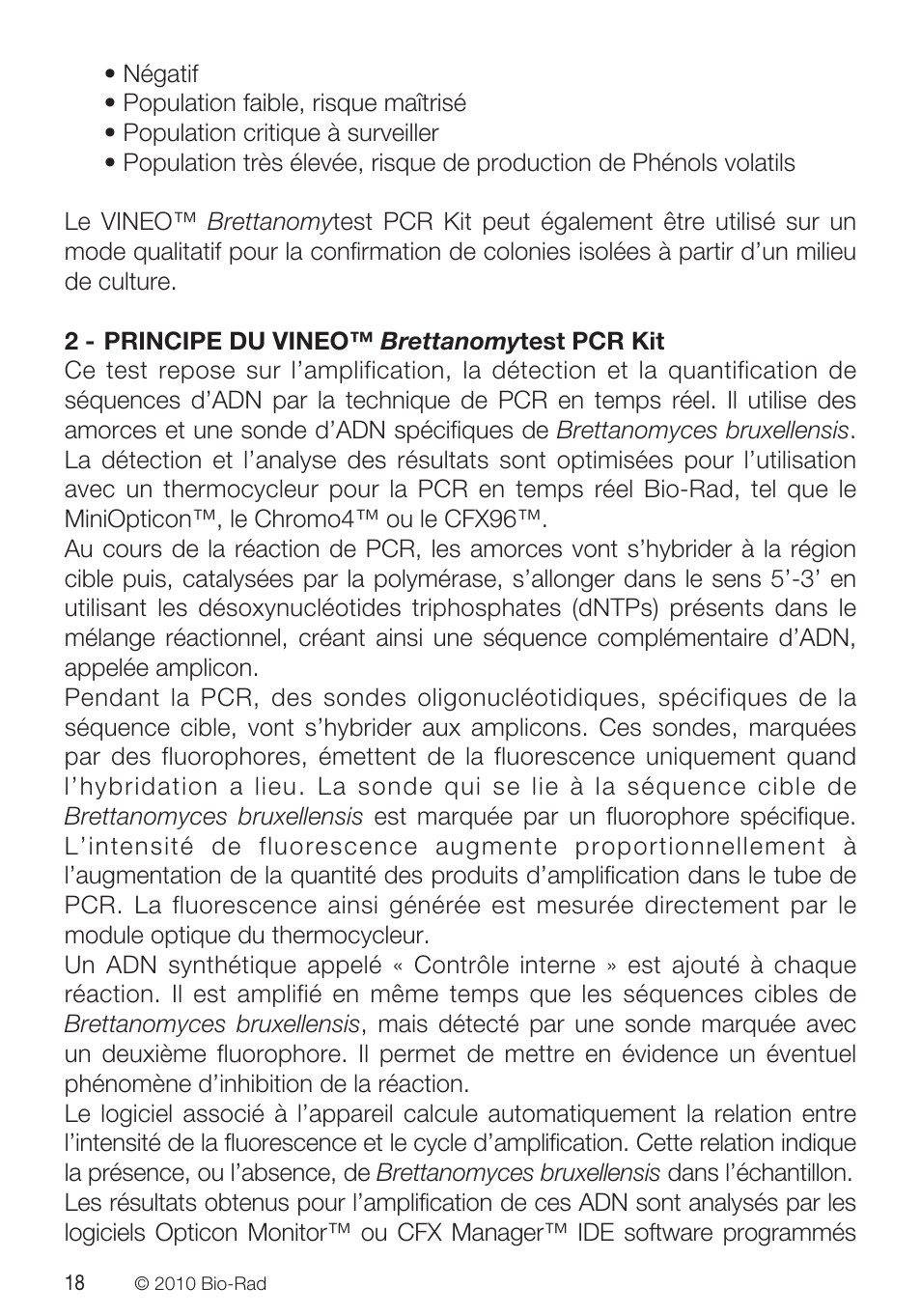Bio-Rad VINEO™ Brettanomytest PCR Kit User Manual | Page 18 / 56