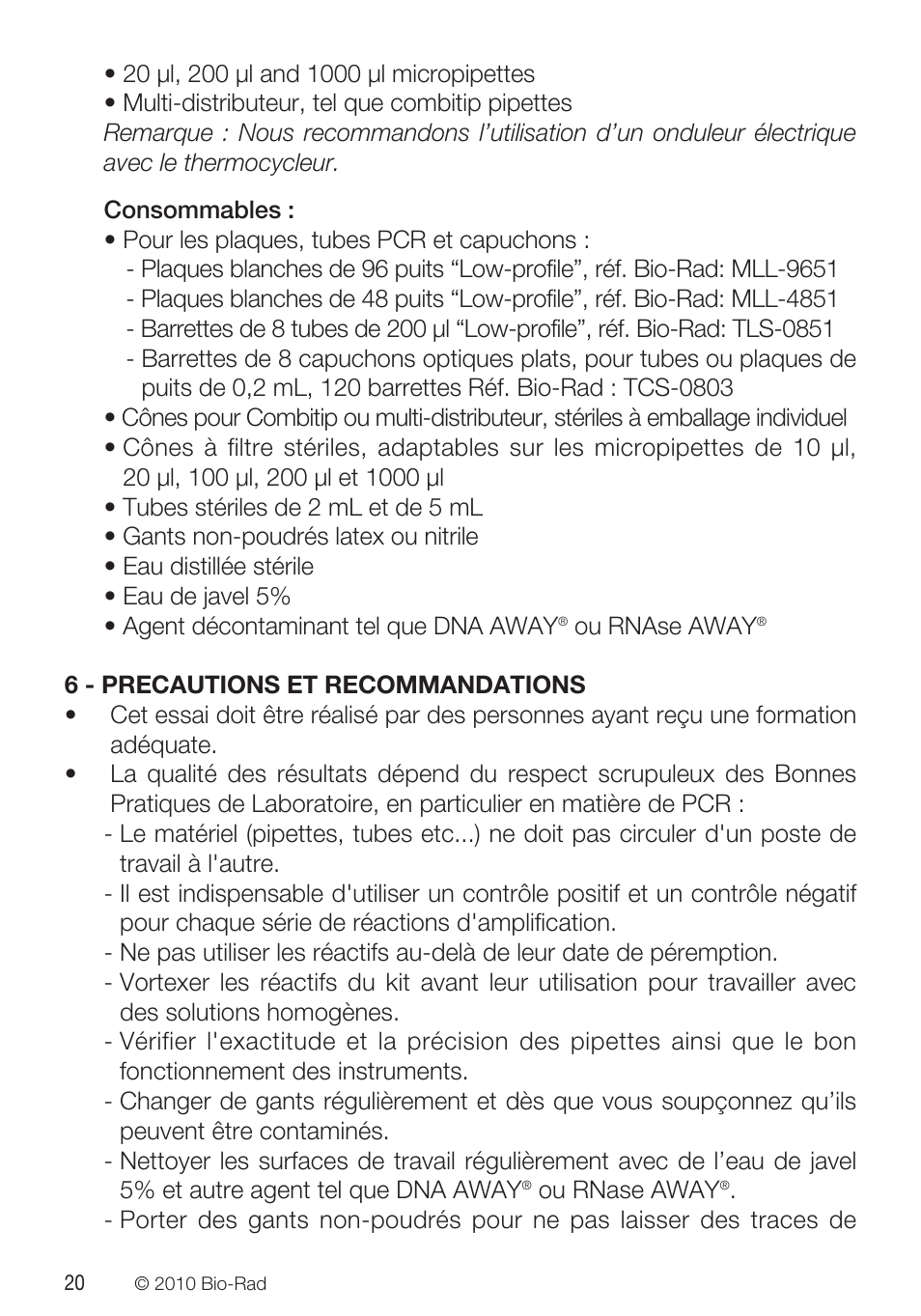 Bio-Rad VINEO™ Brettanomytest PCR Kit User Manual | Page 20 / 56
