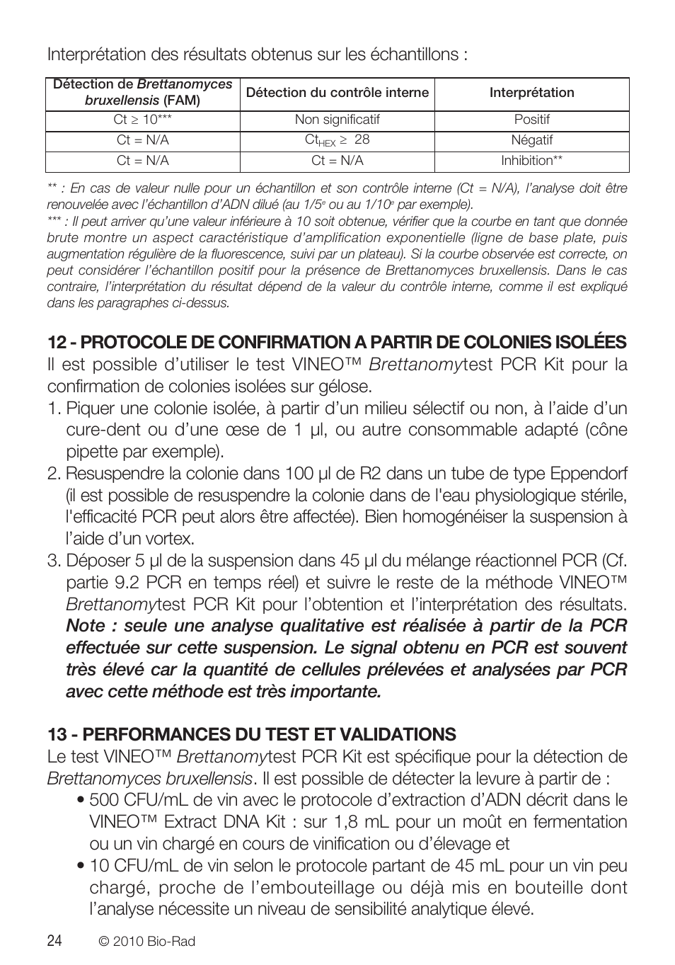 Bio-Rad VINEO™ Brettanomytest PCR Kit User Manual | Page 24 / 56