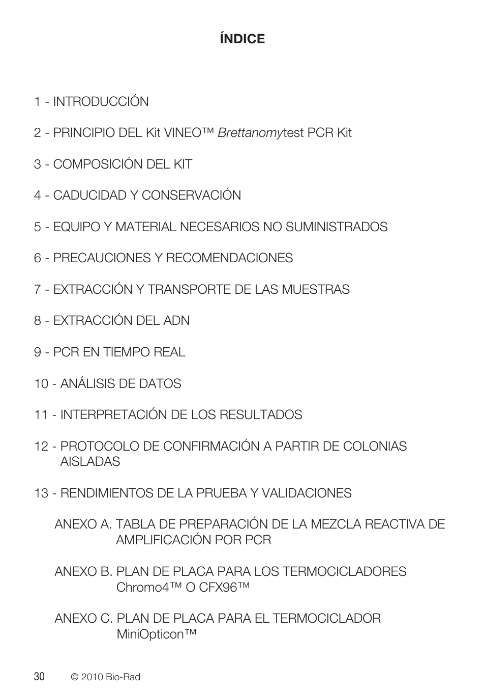 Bio-Rad VINEO™ Brettanomytest PCR Kit User Manual | Page 30 / 56