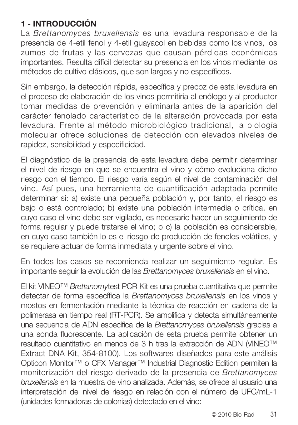 Bio-Rad VINEO™ Brettanomytest PCR Kit User Manual | Page 31 / 56
