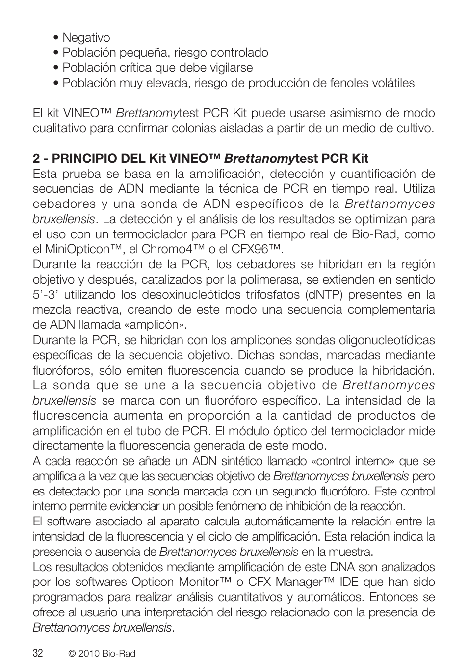Bio-Rad VINEO™ Brettanomytest PCR Kit User Manual | Page 32 / 56