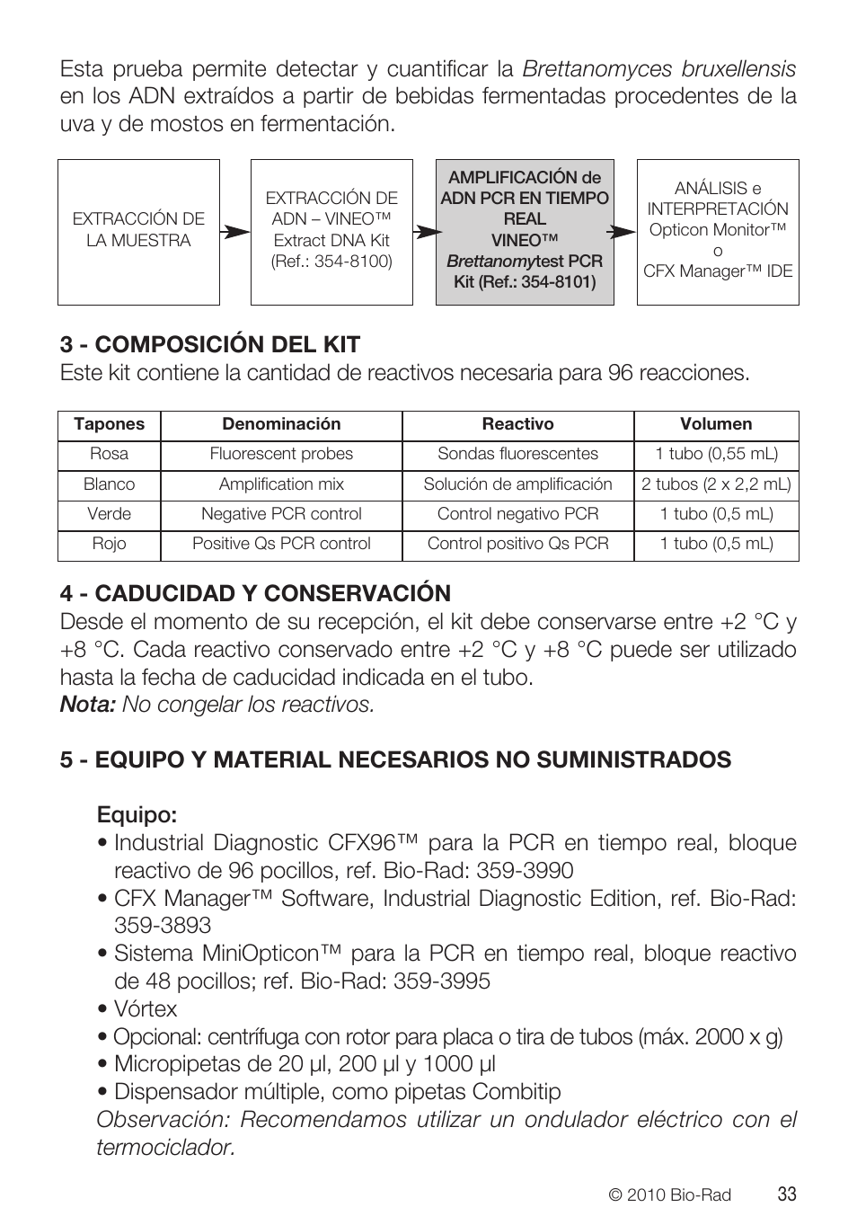 Bio-Rad VINEO™ Brettanomytest PCR Kit User Manual | Page 33 / 56