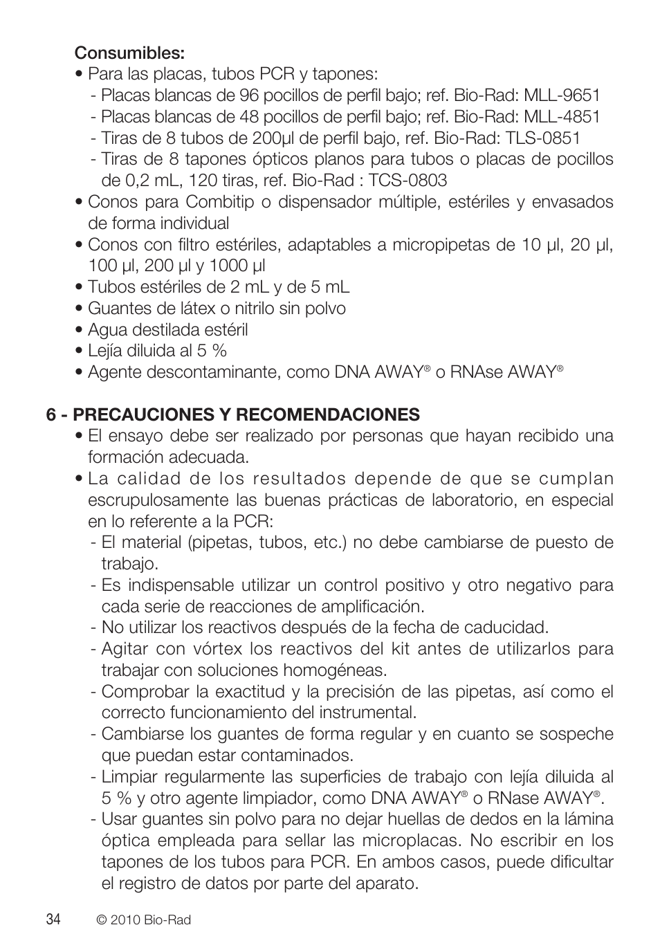 Bio-Rad VINEO™ Brettanomytest PCR Kit User Manual | Page 34 / 56