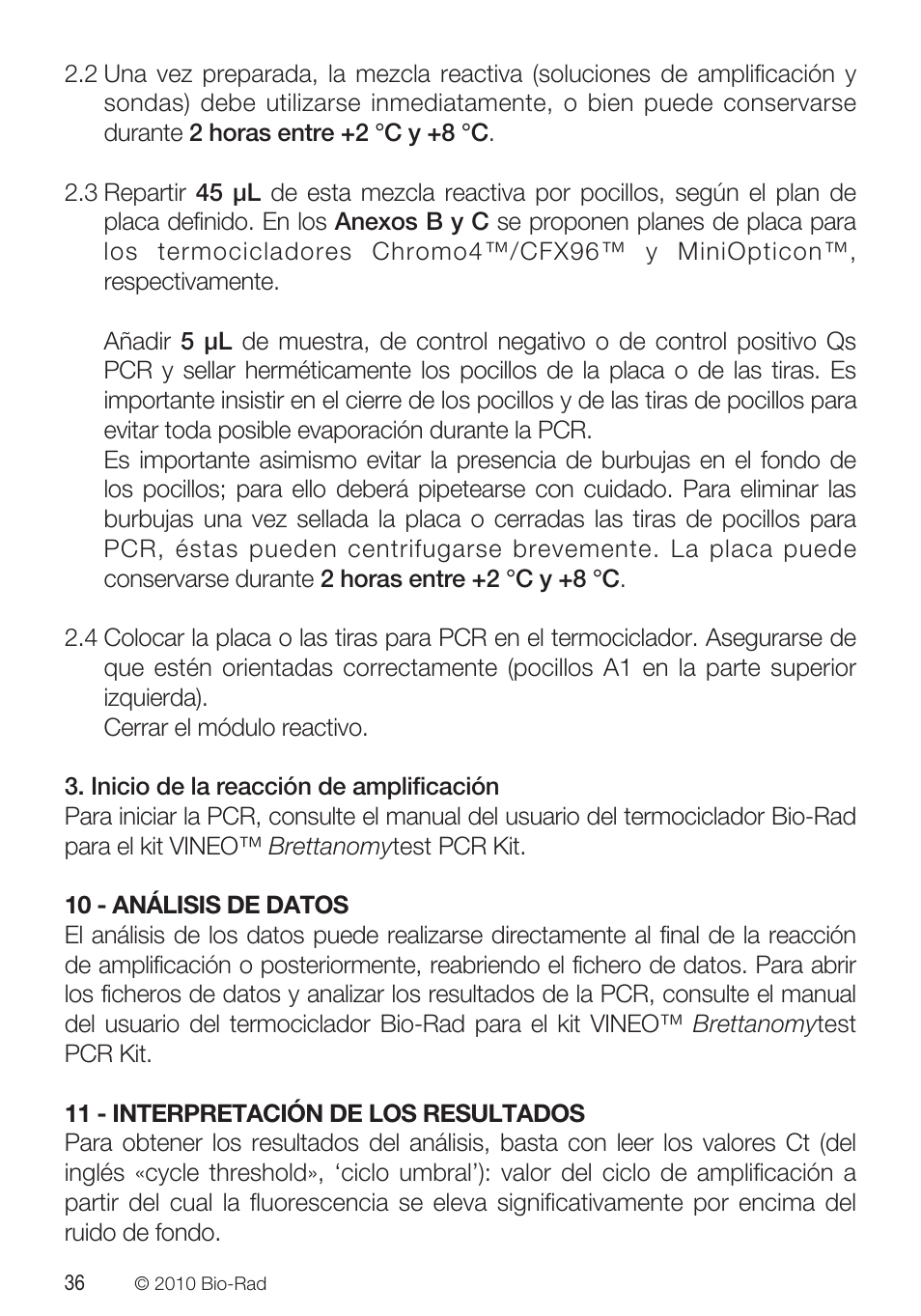Bio-Rad VINEO™ Brettanomytest PCR Kit User Manual | Page 36 / 56