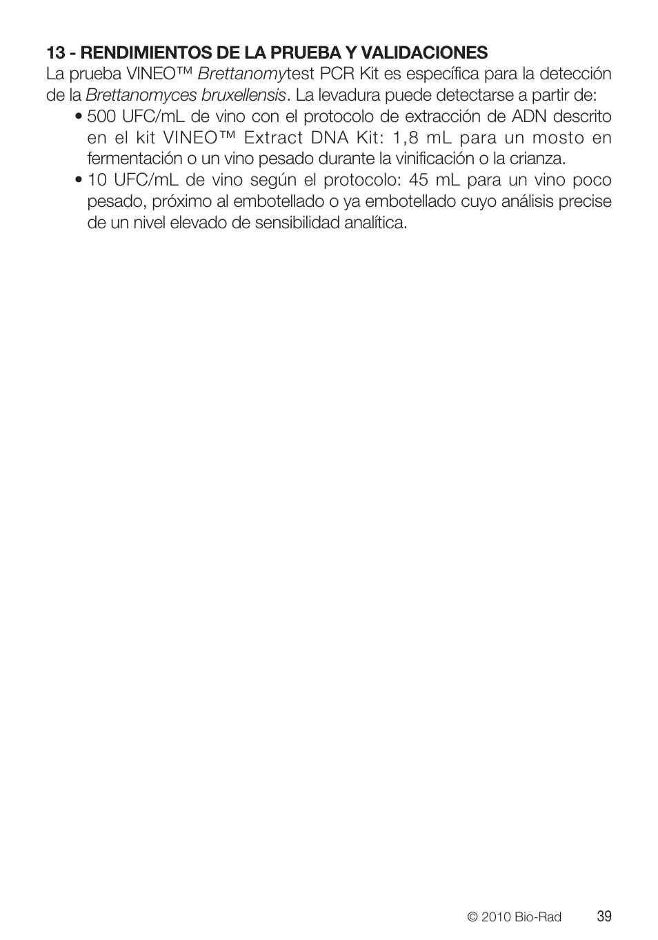 Bio-Rad VINEO™ Brettanomytest PCR Kit User Manual | Page 39 / 56