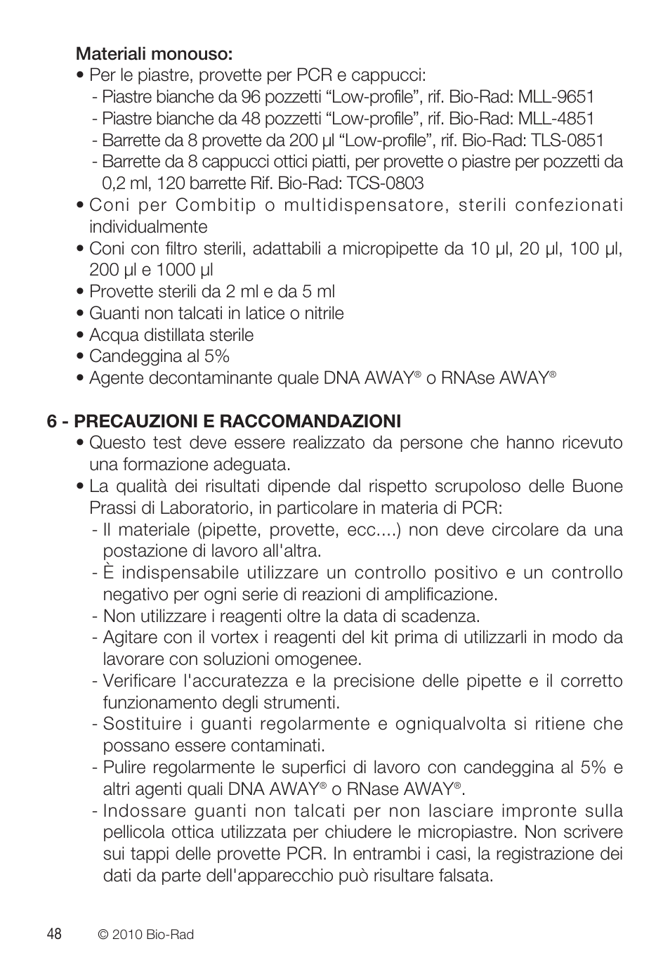 Bio-Rad VINEO™ Brettanomytest PCR Kit User Manual | Page 48 / 56