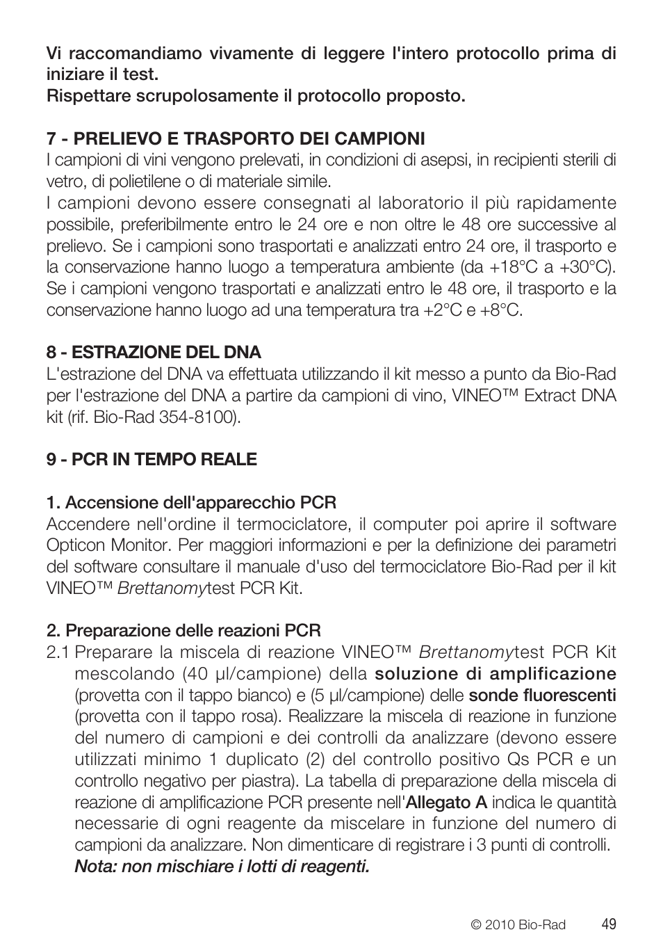 Bio-Rad VINEO™ Brettanomytest PCR Kit User Manual | Page 49 / 56