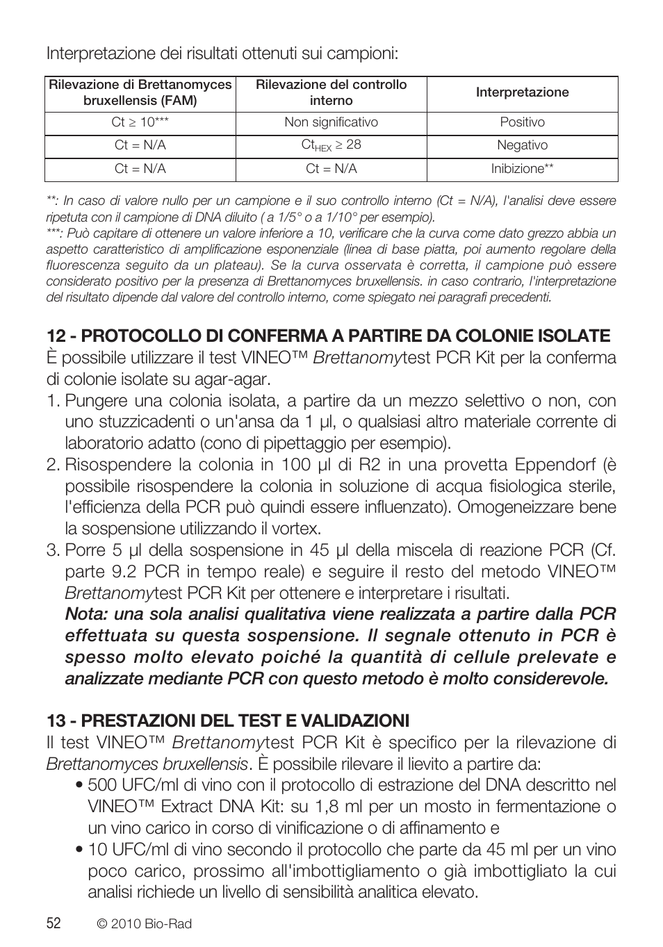 Bio-Rad VINEO™ Brettanomytest PCR Kit User Manual | Page 52 / 56