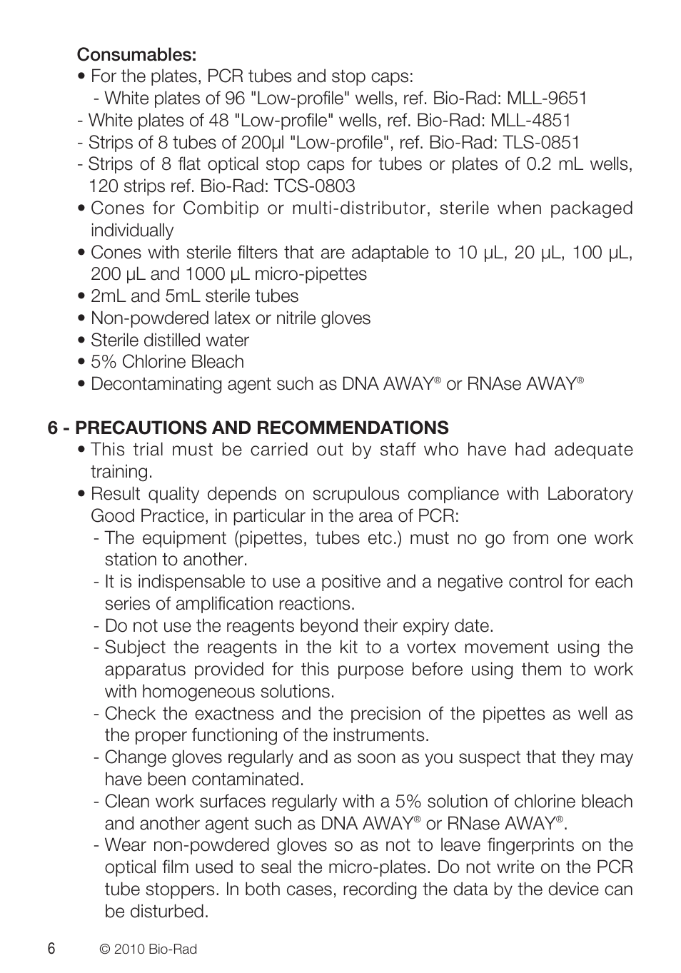 Bio-Rad VINEO™ Brettanomytest PCR Kit User Manual | Page 6 / 56