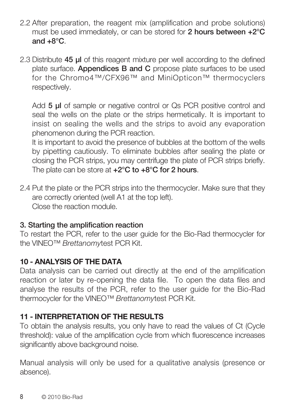 Bio-Rad VINEO™ Brettanomytest PCR Kit User Manual | Page 8 / 56