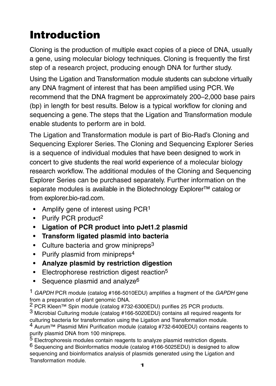 Introduction | Bio-Rad Ligation and Transformation Module User Manual | Page 5 / 60