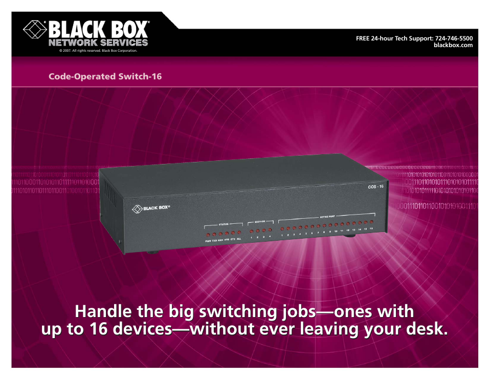 Black Box Code-Operated Switch-16 User Manual | 3 pages