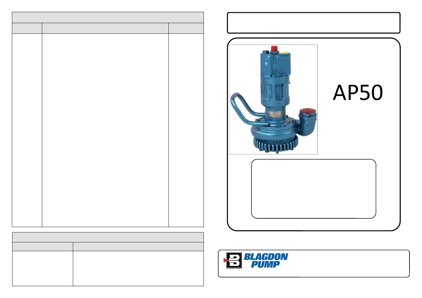 Blagdon Pump AP50 Submersible Pump User Manual | 6 pages