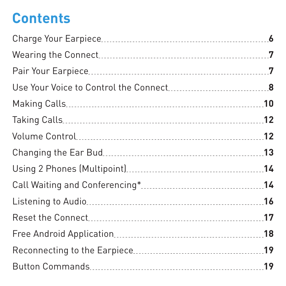 BlueAnt CONNECT Bluetooth Earpiece User Manual | Page 3 / 76