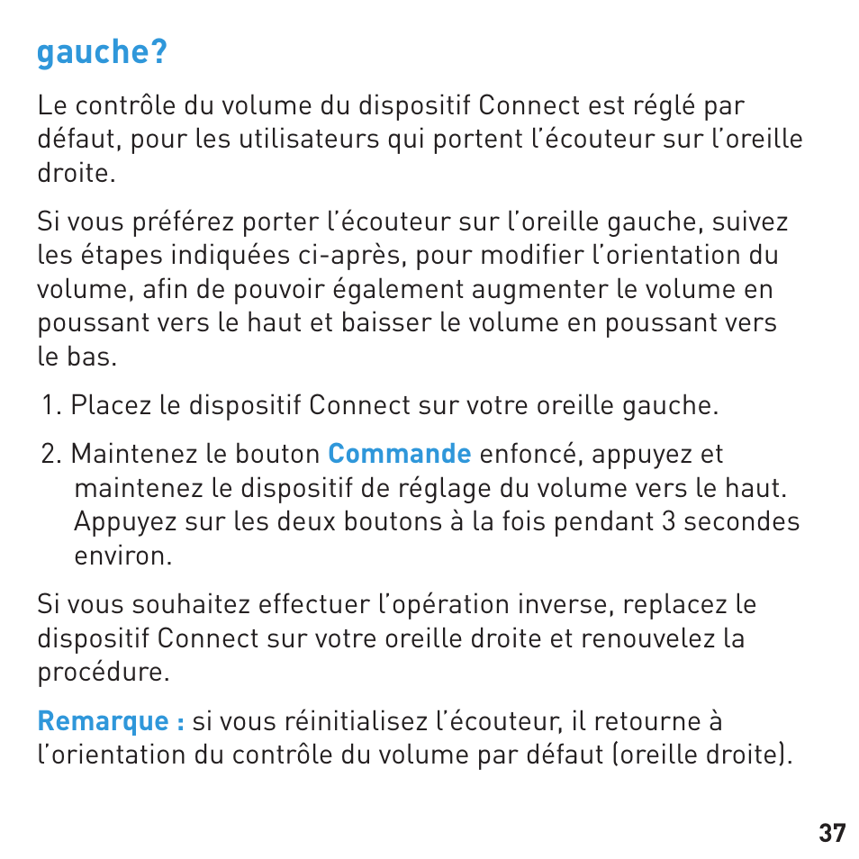 Gauche | BlueAnt CONNECT Bluetooth Earpiece User Manual | Page 37 / 76