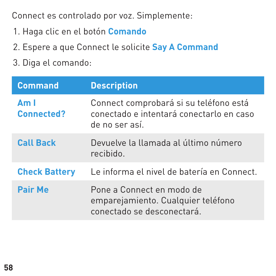 BlueAnt CONNECT Bluetooth Earpiece User Manual | Page 58 / 76