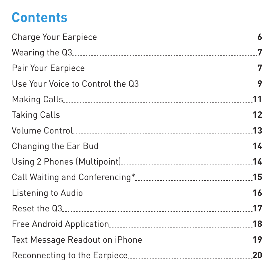 BlueAnt Q3 Premium Smartphone Earpiece User Manual | Page 3 / 28