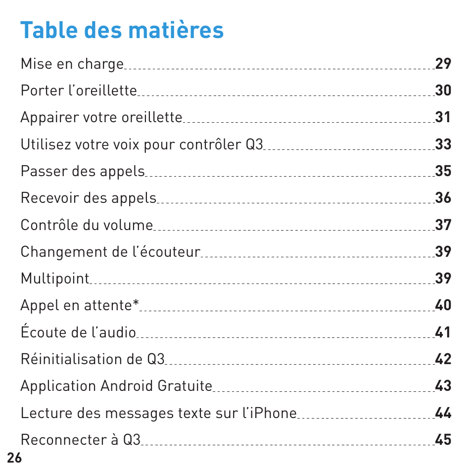 BlueAnt Q3 Premium Smartphone Earpiece User Manual | Page 26 / 80