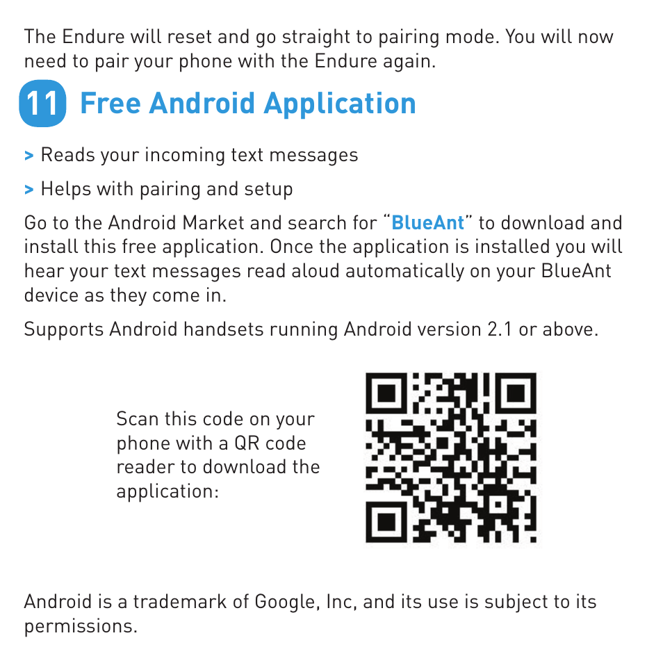 Free android application | BlueAnt ENDURE Rugged Bluetooth Earpiece User Manual | Page 9 / 16
