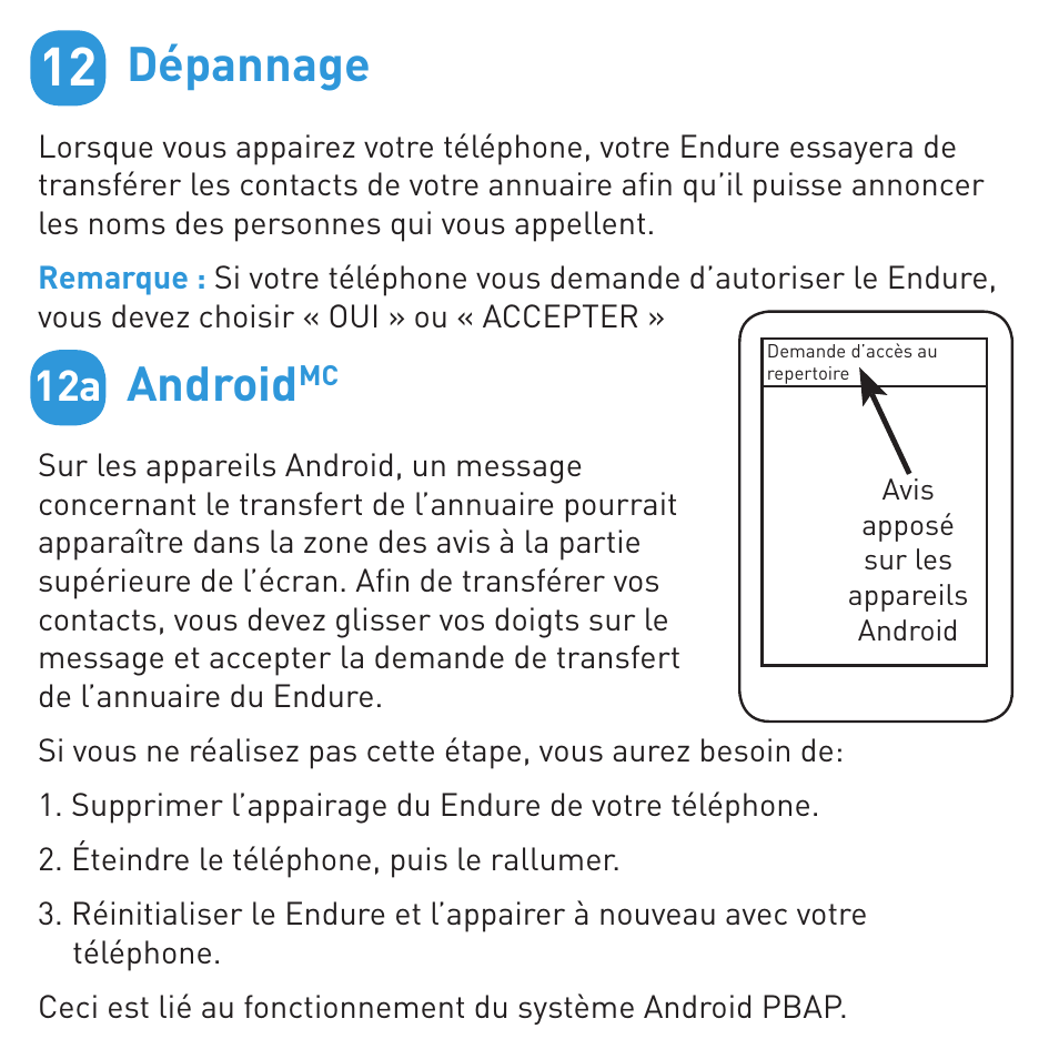 Dépannage, Android | BlueAnt ENDURE Rugged Bluetooth Earpiece User Manual | Page 24 / 44