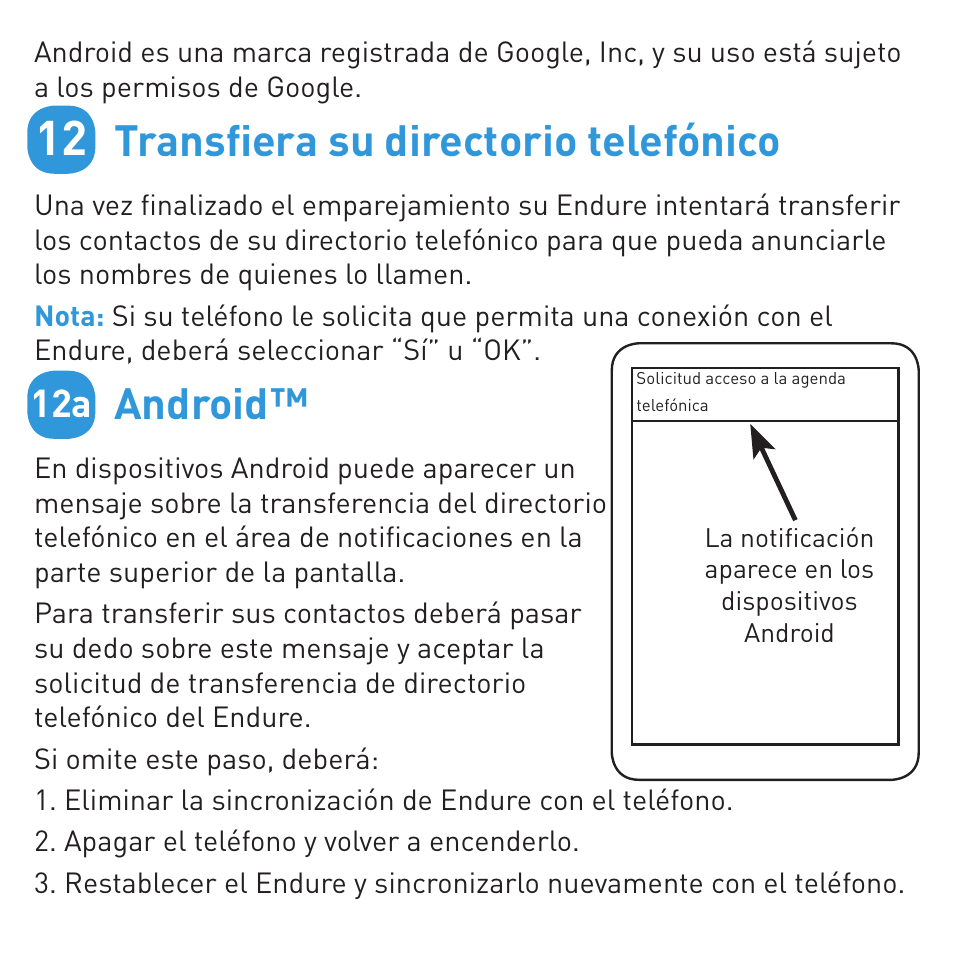 Transﬁ era su directorio telefónico, Android | BlueAnt ENDURE Rugged Bluetooth Earpiece User Manual | Page 38 / 44