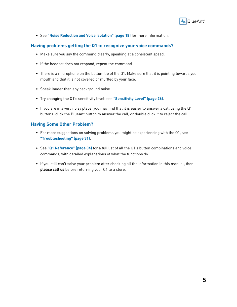 BlueAnt Q1 Voice Controlled Headset User Manual | Page 5 / 42