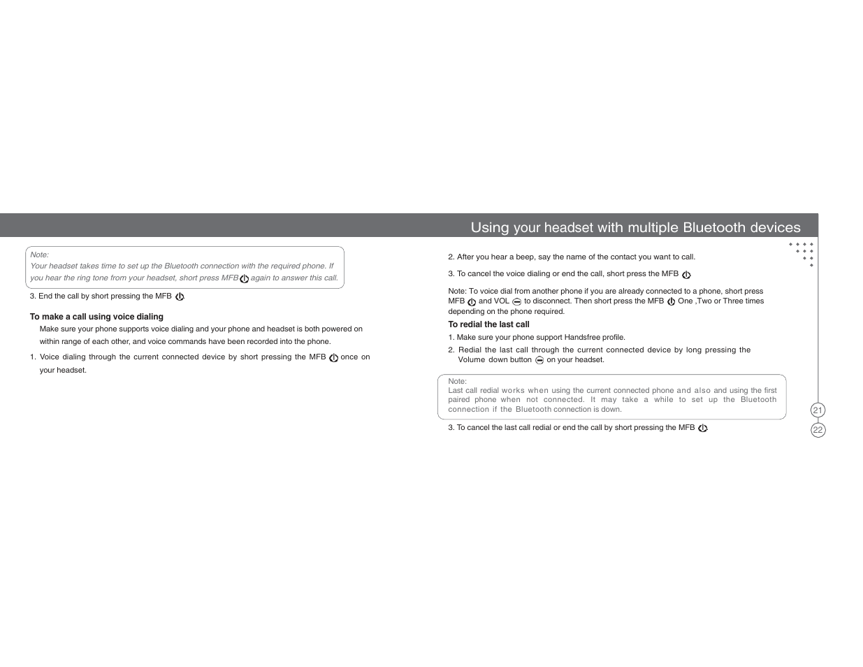 Using your headset with multiple bluetooth devices | BlueAnt X3 Micro Bluetooth Headset User Manual | Page 12 / 27