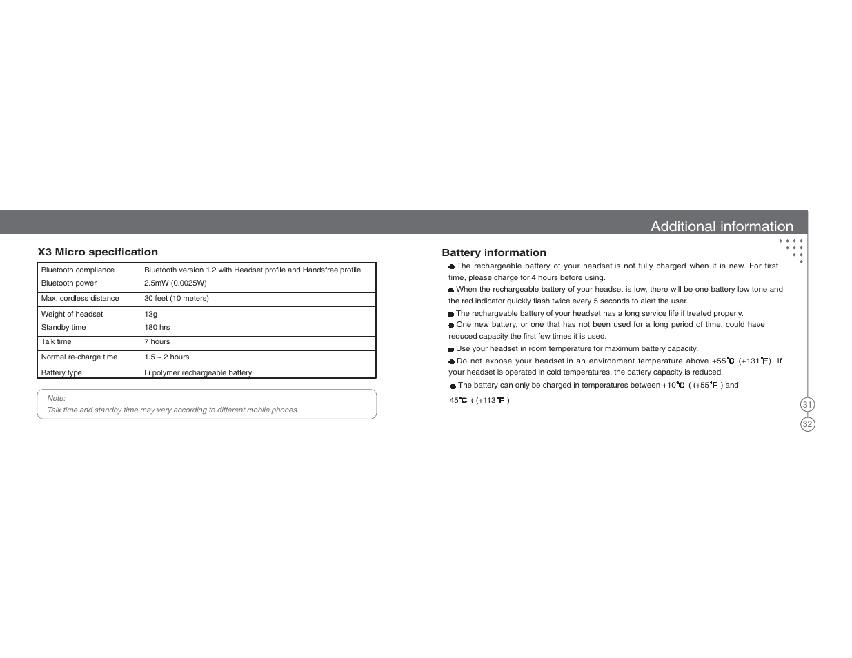 Additional information | BlueAnt X3 Micro Bluetooth Headset User Manual | Page 17 / 27