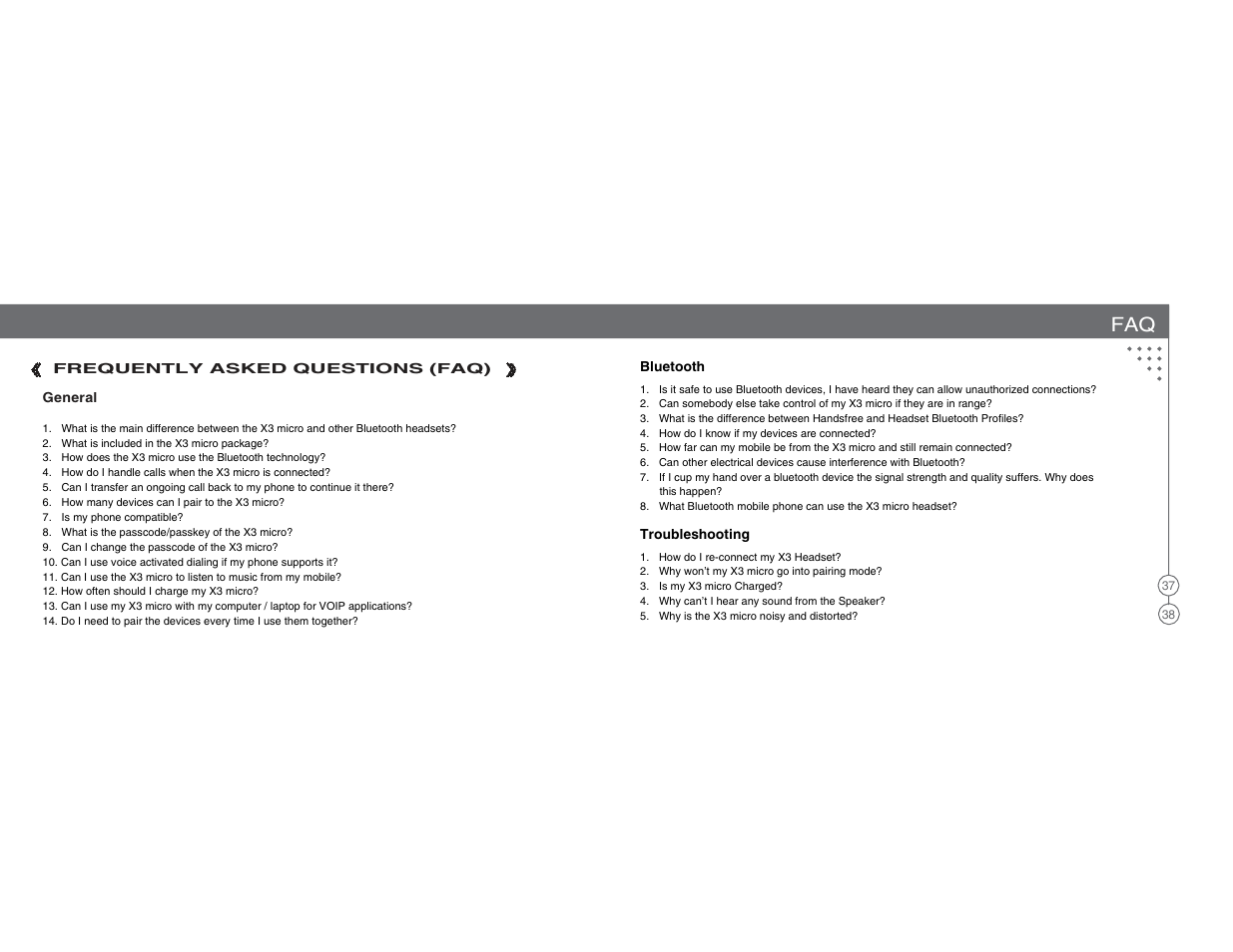 BlueAnt X3 Micro Bluetooth Headset User Manual | Page 20 / 27