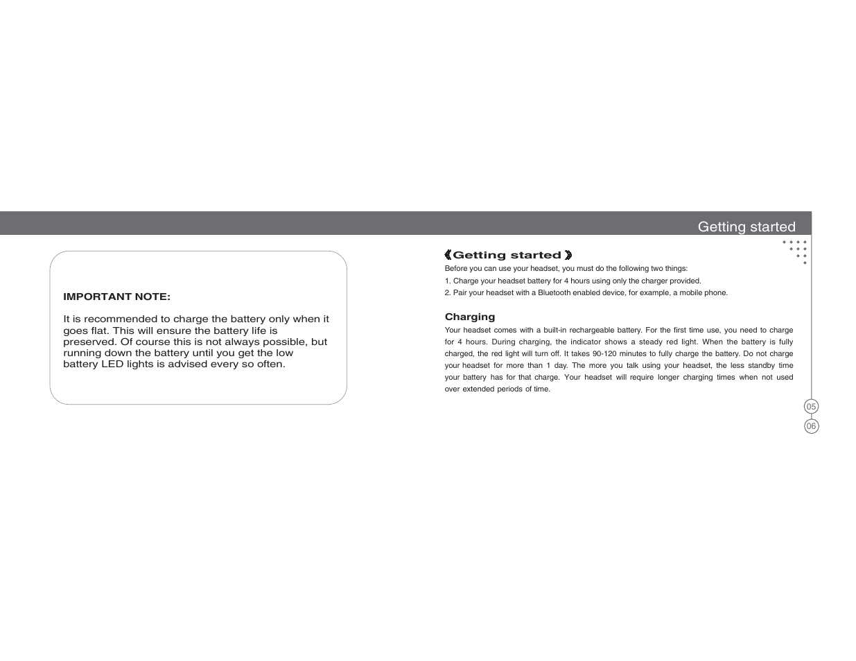 Getting started | BlueAnt X3 Micro Bluetooth Headset User Manual | Page 4 / 27