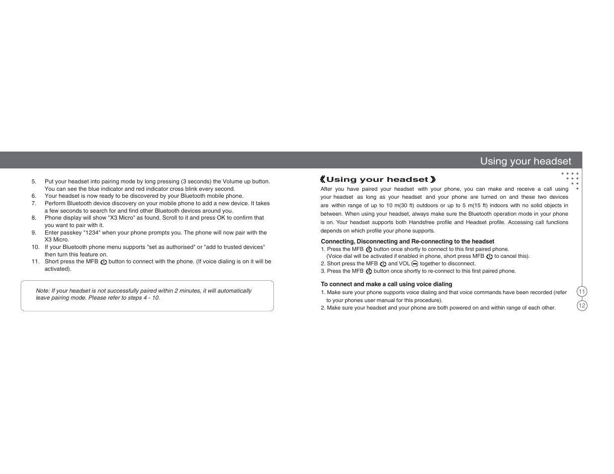 Using your headset | BlueAnt X3 Micro Bluetooth Headset User Manual | Page 7 / 27