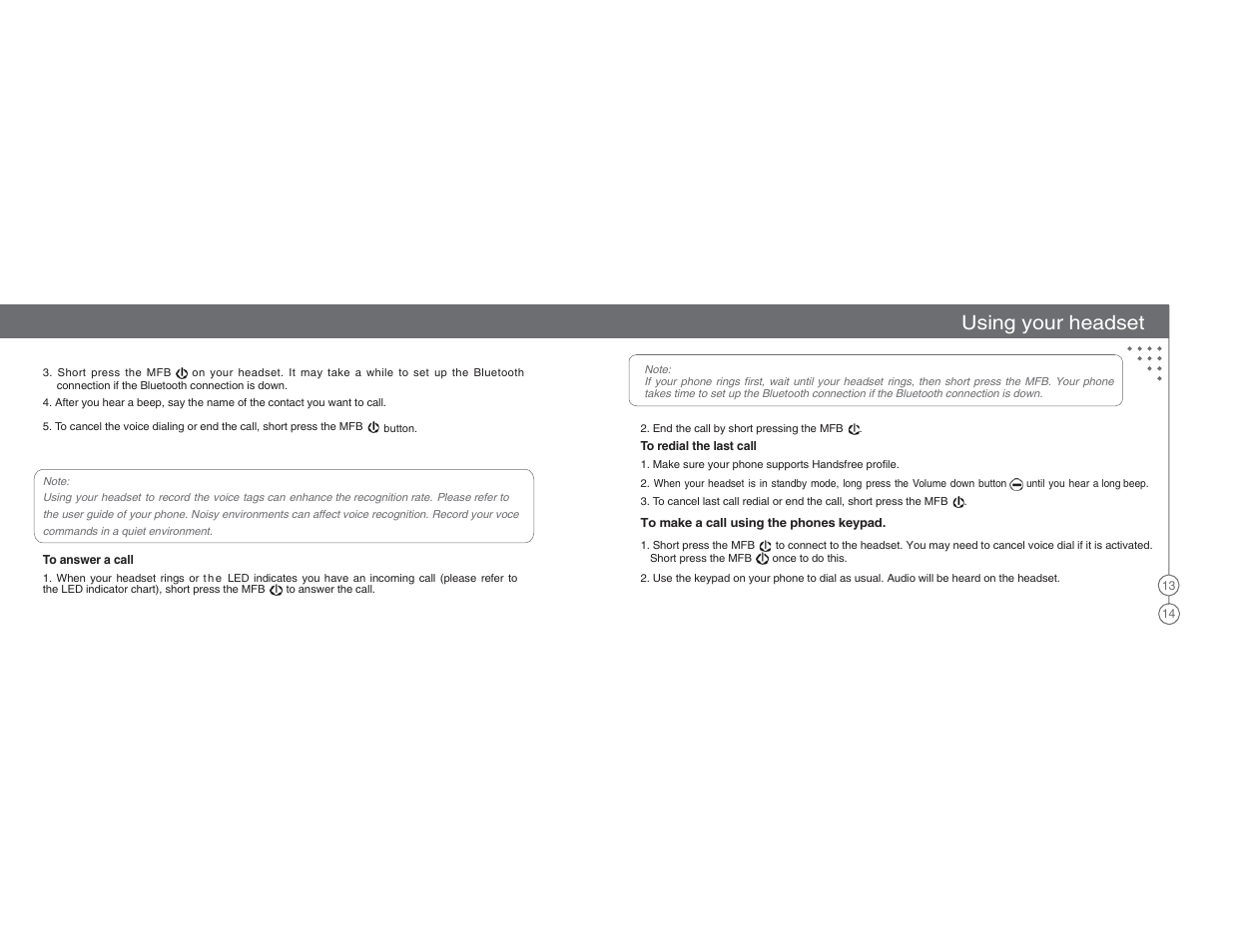 Using your headset | BlueAnt X3 Micro Bluetooth Headset User Manual | Page 8 / 27