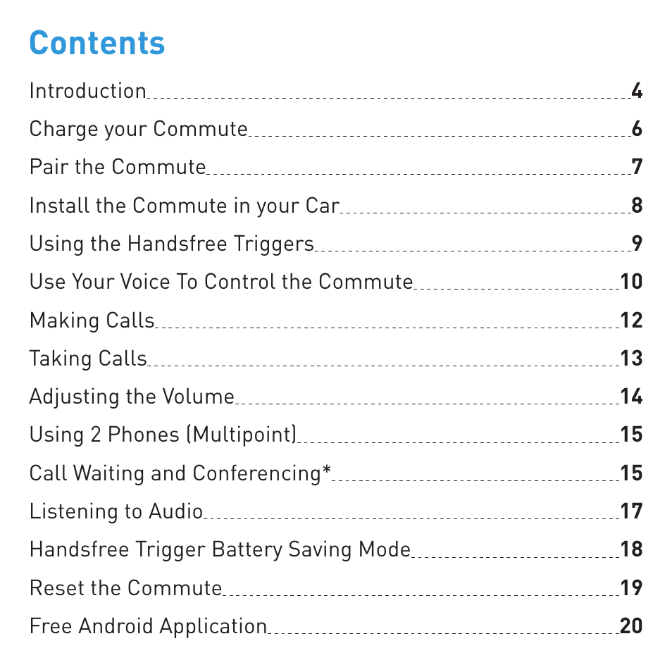 BlueAnt COMMUTE Voice Activated Handsfree User Manual | Page 2 / 32
