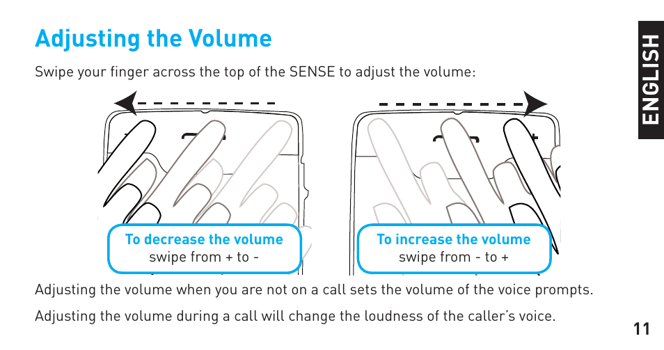 Adjusting the volume | BlueAnt Sense Speakerphone (S3 Compact) User Manual | Page 11 / 20