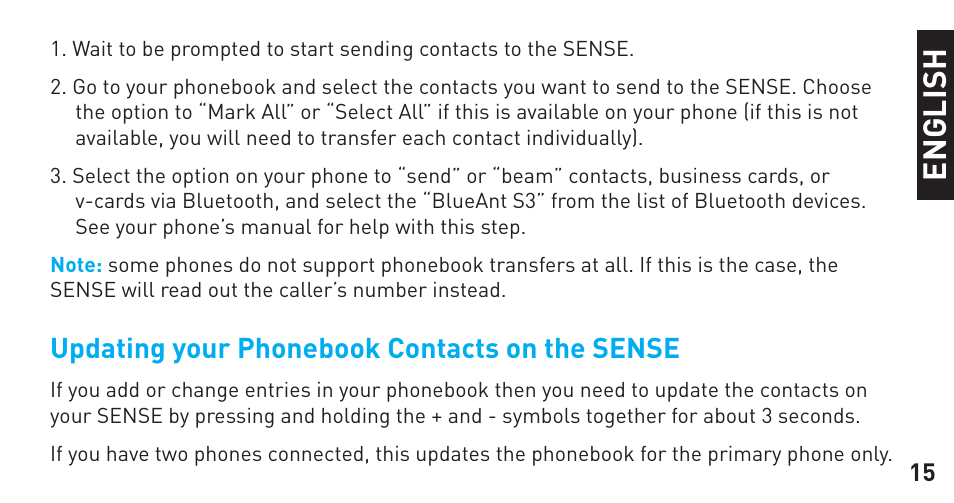 En g li sh | BlueAnt Sense Speakerphone (S3 Compact) User Manual | Page 15 / 56