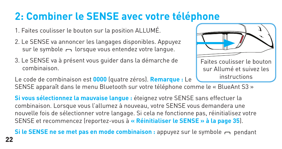 Combiner le sense avec votre téléphone | BlueAnt Sense Speakerphone (S3 Compact) User Manual | Page 22 / 56