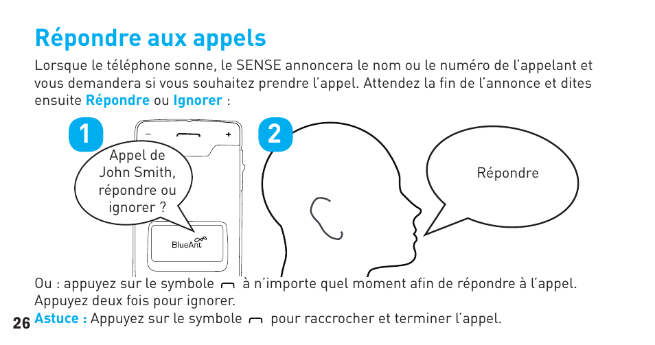 Répondre aux appels | BlueAnt Sense Speakerphone (S3 Compact) User Manual | Page 26 / 56