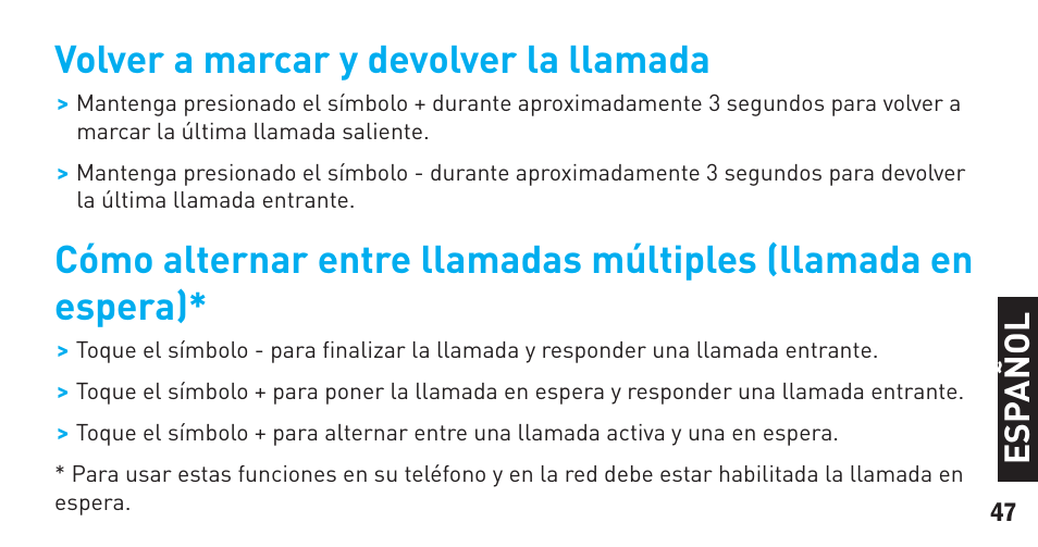 Volver a marcar y devolver la llamada | BlueAnt Sense Speakerphone (S3 Compact) User Manual | Page 47 / 56